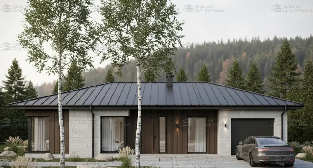 Проект Одноэтажный дом 12 на 8, 55 м2